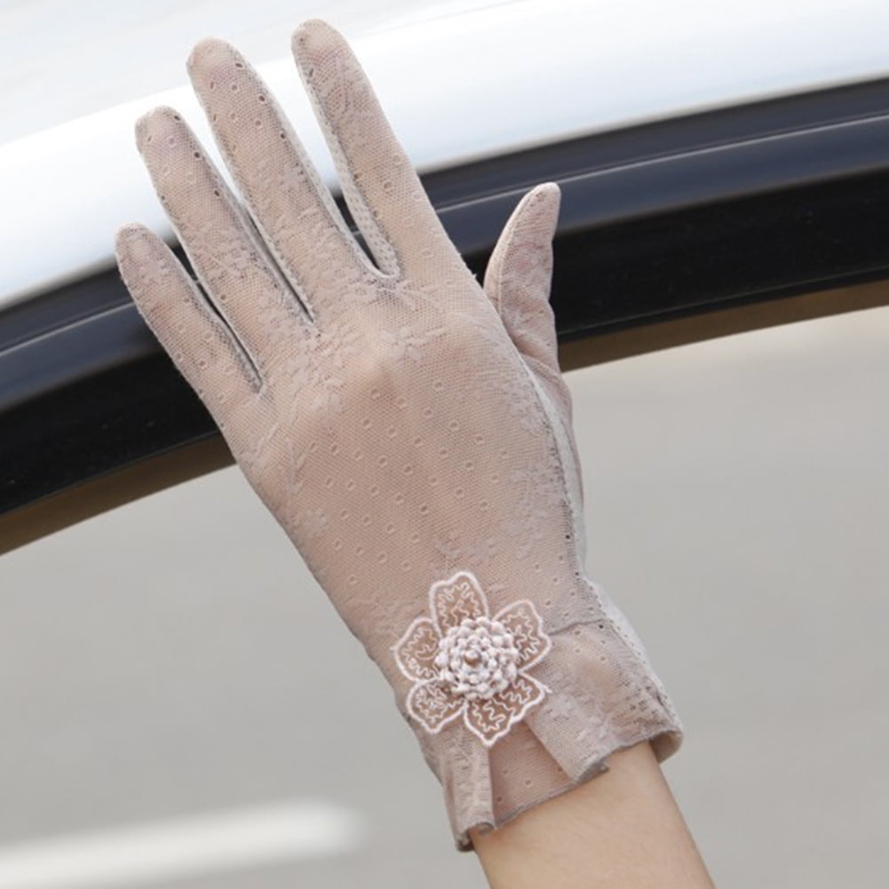 Women Sun Protection Gloves Lace NonSlip Gloves For Outdoors Running