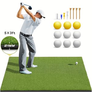 Golf Mat 5x4ft Ultra - 36mm/ 5x3ft - 21mm Golf Hitting Mats Practice Outdoor Indoor Artificial Turf Golf Practice Mats With Rubber Tees 9 Golf Balls 8 Golf Tees Gifts For Men Women Golfer
