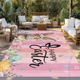 thumbnail image 2 of Easter Outdoor Rug for Patio/Deck/Porch, Non-Slip Large Area Rug 3 x 5 Ft, Spring Rabbit Eggs Flowers Flags Leaves Wood Grain Indoor Outdoor Rugs Washable Area Rugs, Camping Rug Carpet Runner, 2 of 8