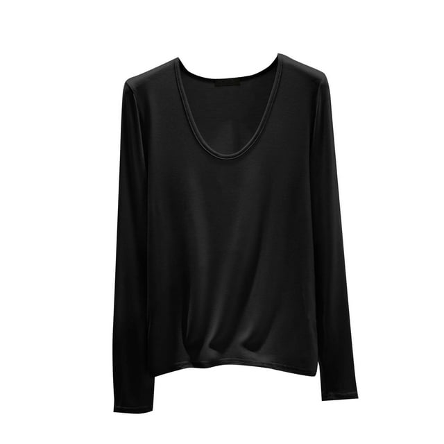 aidice Hauts de Pyjama Grande Taille pour Femmes Col Ras du Cou Manches Longues Chandails Amples Décontractés Doux Confortables Vêtements d'Intérieur Vêtements de Nuit T-Shirts Haut