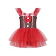 thumbnail image 2 of iiniim Kids Girls Gingerbread Man Christmas Sleeveless Dance Ballet Figure Ice Skating Tutu Dress Size 12M-14 Red 14, 2 of 7