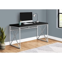 Computer Desk - Contemporary Home & Office Desk - Scratch-Resistant - 48” L (Black Top, Chrome Legs)