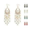 thumbnail image 1 of Bohemian Style Crescent Moon Shape Water Drop Long Water drop Dangle Tassel Pendant Earring Ear Stud, 1 of 6