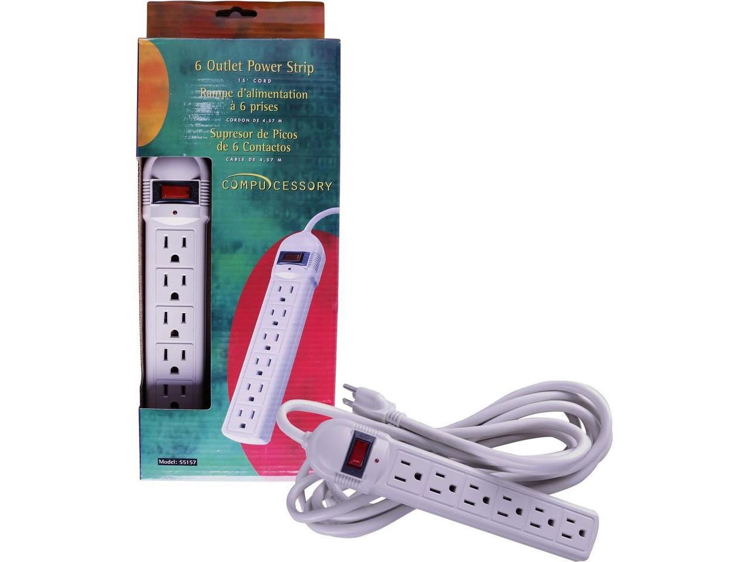 Compucessory, CCS55157, 6-Outlet Power Strips, 1 Each, Light Gray