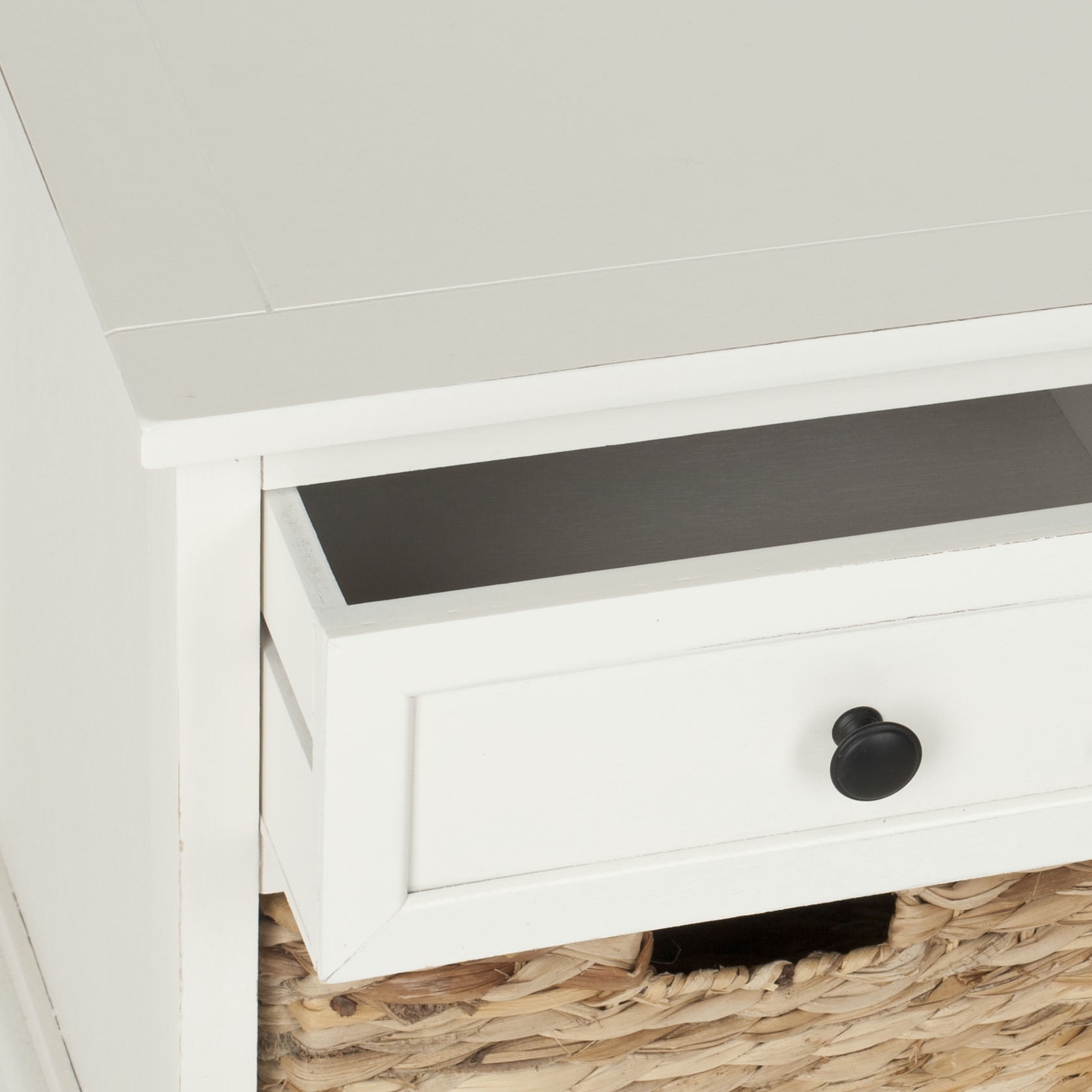 SAFAVIEH Damien Storage Bench with 3 Wicker Baskets and 3 Drawers, Distressed Cream