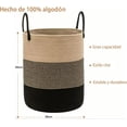thumbnail image 2 of Cesto de cuerda tejida con asas para lavandería, multiusos, cesto para ropa sucia, canasta organizadora (Beige y negro), 2 of 4