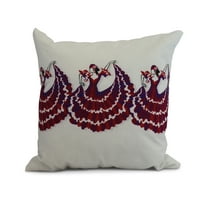 Simply Daisy, 20 x 20 Inch, 3 Cuban Dancers, Geometric Print Pillow, Red