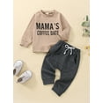 thumbnail image 3 of 2Pcs Toddlers Boys Outfit, Letter Print Sweatshirt + Long Pants Set, 3 of 10