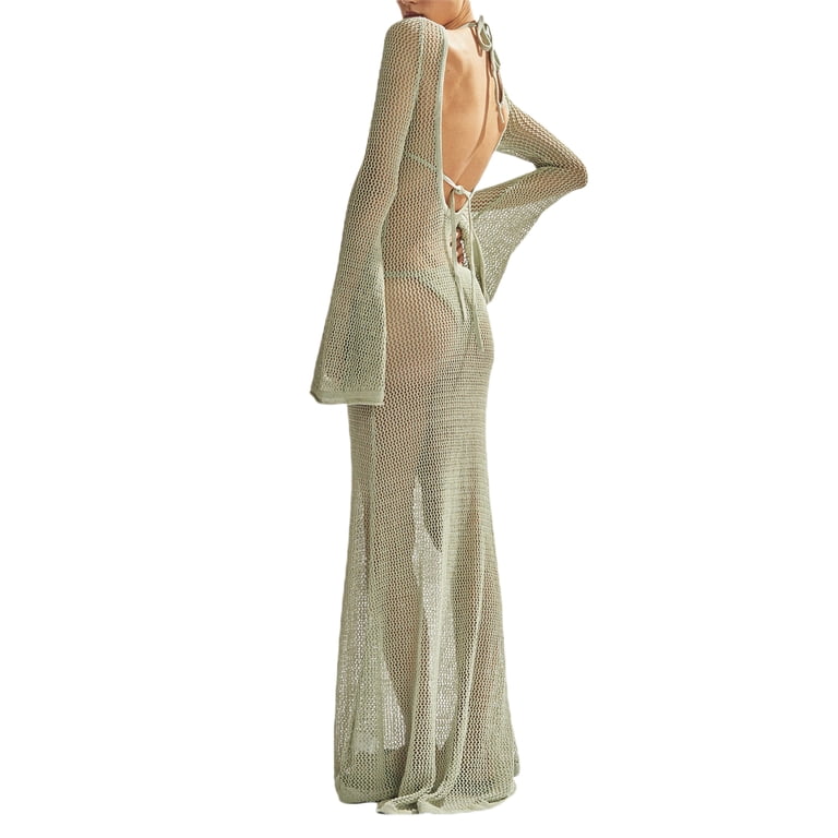 knee length dresses for ladies Floral Lace Slit Maxi Dress White / S