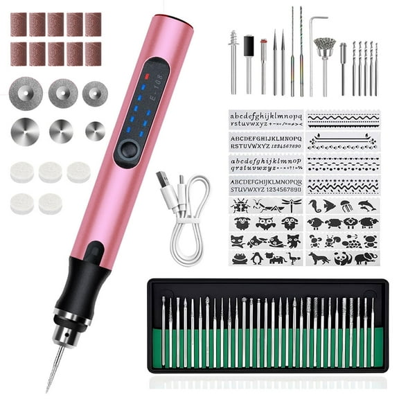 JENABOM Pink 83 in 1 Engraving Pen Kit, Engraving Pen, Cordless Rotary Tool, USB Rechargeable , for Jewelry, Wood, Metal Stone Polishing,DIY