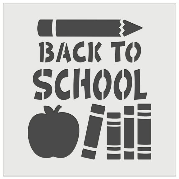 Back to School Pencil Apple Books DIY Cookie Wall Craft Stencil - 5.5 Inch