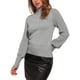thumbnail image 4 of TOP CHIC INSPIRADO para Mujeres, Suéter de Pullover de Cuello Alto y Manga Larga, Tejido Acanalado, XL Gris, 4 of 4