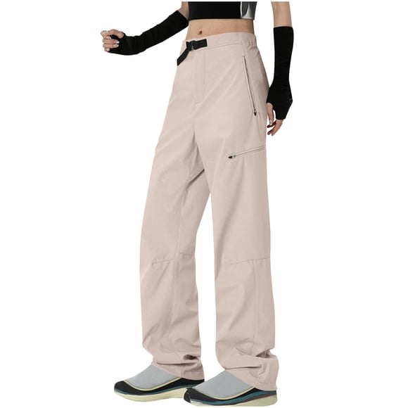 QATAINLAV Women's Hiking Cargo Pants Lightweight Water Resistant Quick Dry Fishing Travel Work Trousers with Zip Pockets Pink M Gifts for Mom