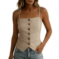 thumbnail image 2 of Women's Back Camisole Button Up Front Flap Slim Fitted Shirt Top, 2 of 7