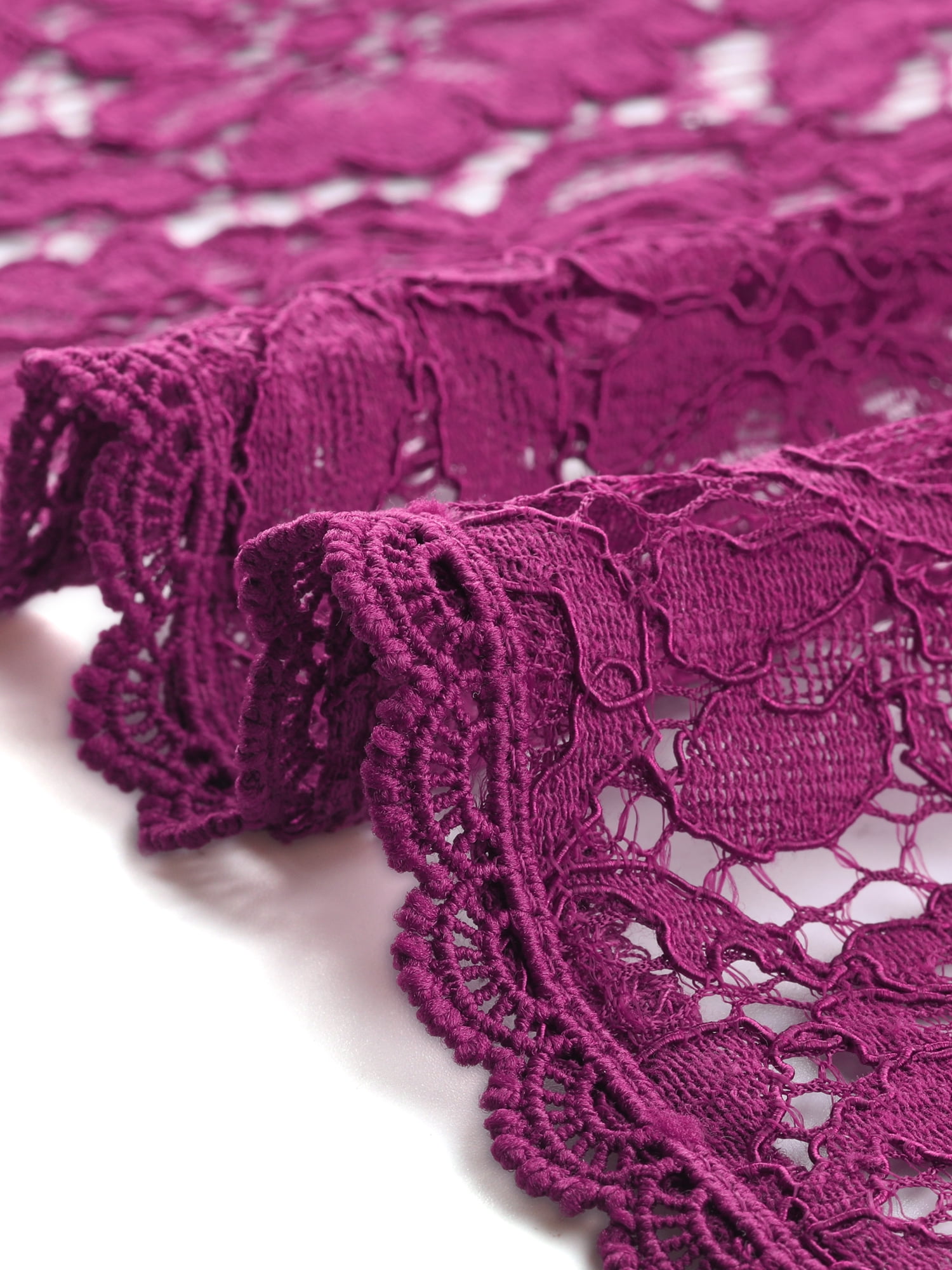 DARING DIVA Lace 3/4 Sleeve Crochet Open Front Long Cardigans XL Purple