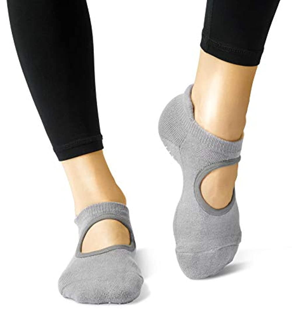 Fanshiontide Non Slip Yoga Pilates Socks 2 Pairs Yoga Socks for Women with  Grips, Fitness Fall Prevention Grip Socks Exercise Dance Yoga Socks for