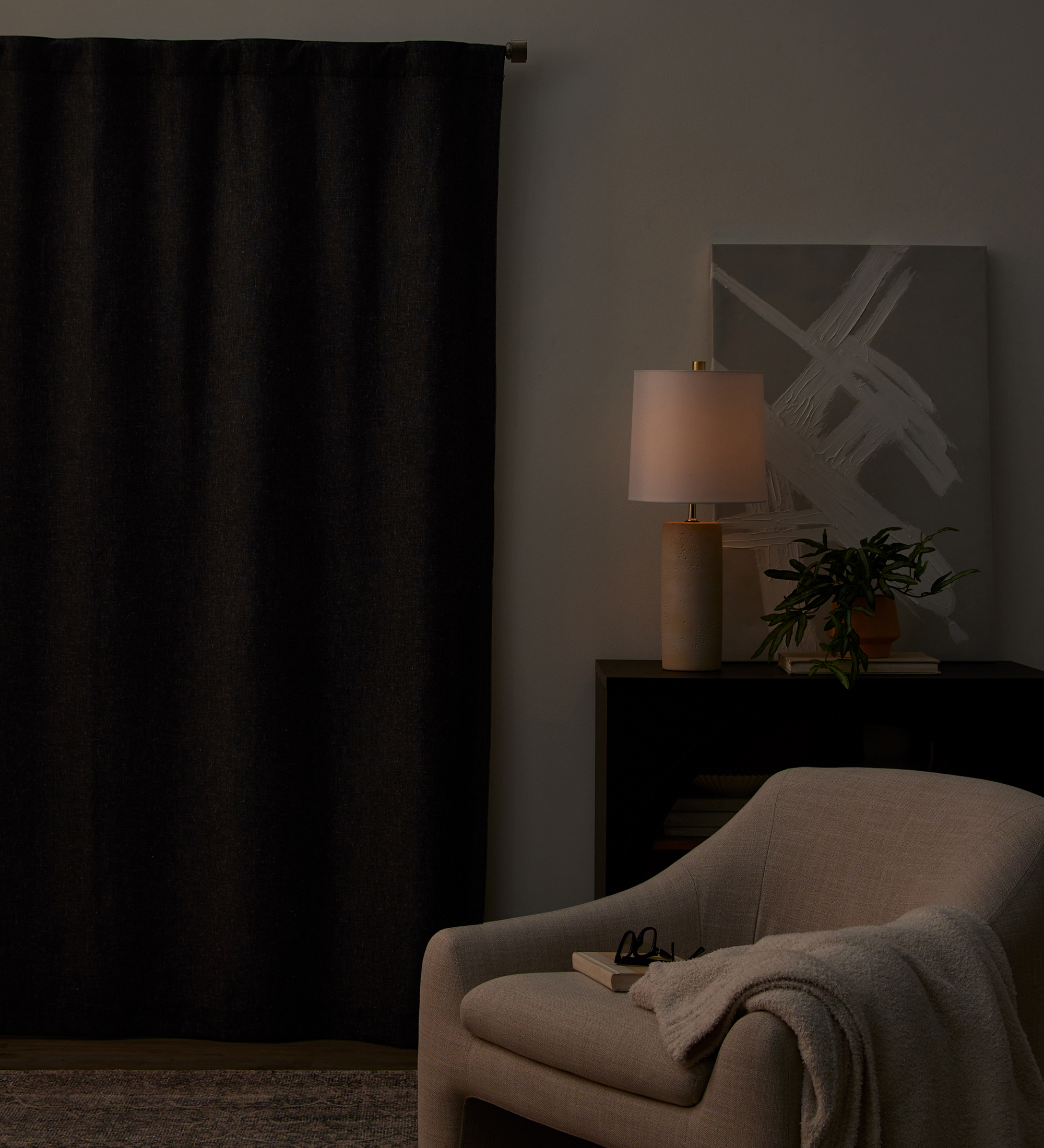 Better Homes & Gardens Linen Blend Blackout Curtain, Black, 50x63 photo 2