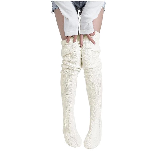 Mujeres Rodilla Calcetines Altos Largo Medio Tubo Color Sólido Casual Casa Cálido Lana Antideslizante Invierno Acogedor