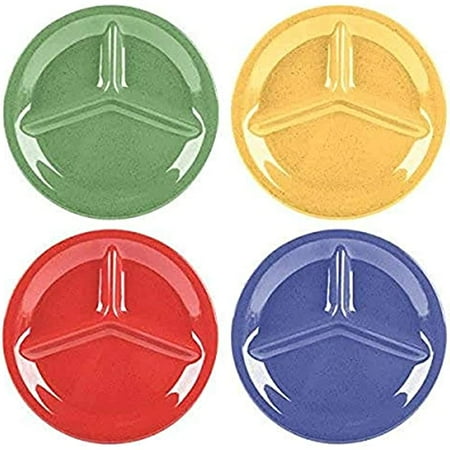 

G.E.T. Heavy-Duty 3-Compartment Divided Plastic Plates 10.25 Mardi Gras Mix (Set of 4)