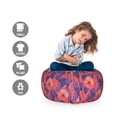 thumbnail image 2 of Floral Storage Toy Bag Chair, Meadow Blossoms Revival Hydrangea and Mallows Rural Shabby Bouquets Pattern, Stuffed Animal Organizer Washable Bag, Small Size, Coral Blue Violet, by Ambesonne, 2 of 3