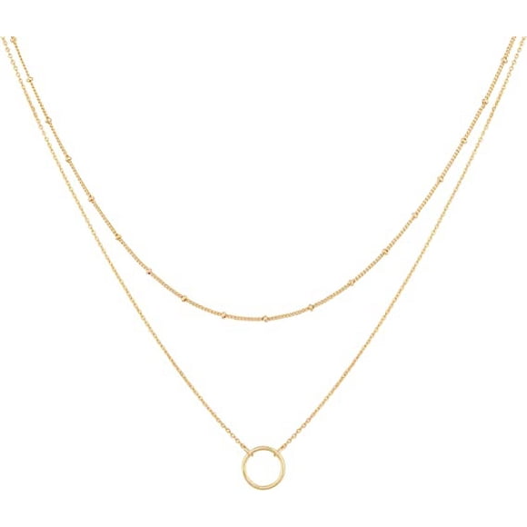Layered Heart Necklace Pendant Handmade 18k Gold Plated Dainty Gold Choker Arrow