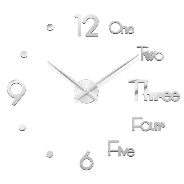 Ohufall Frameless DIY Mute Wall Clock Mirror Stickers Home Office Wall Decor Room Decor