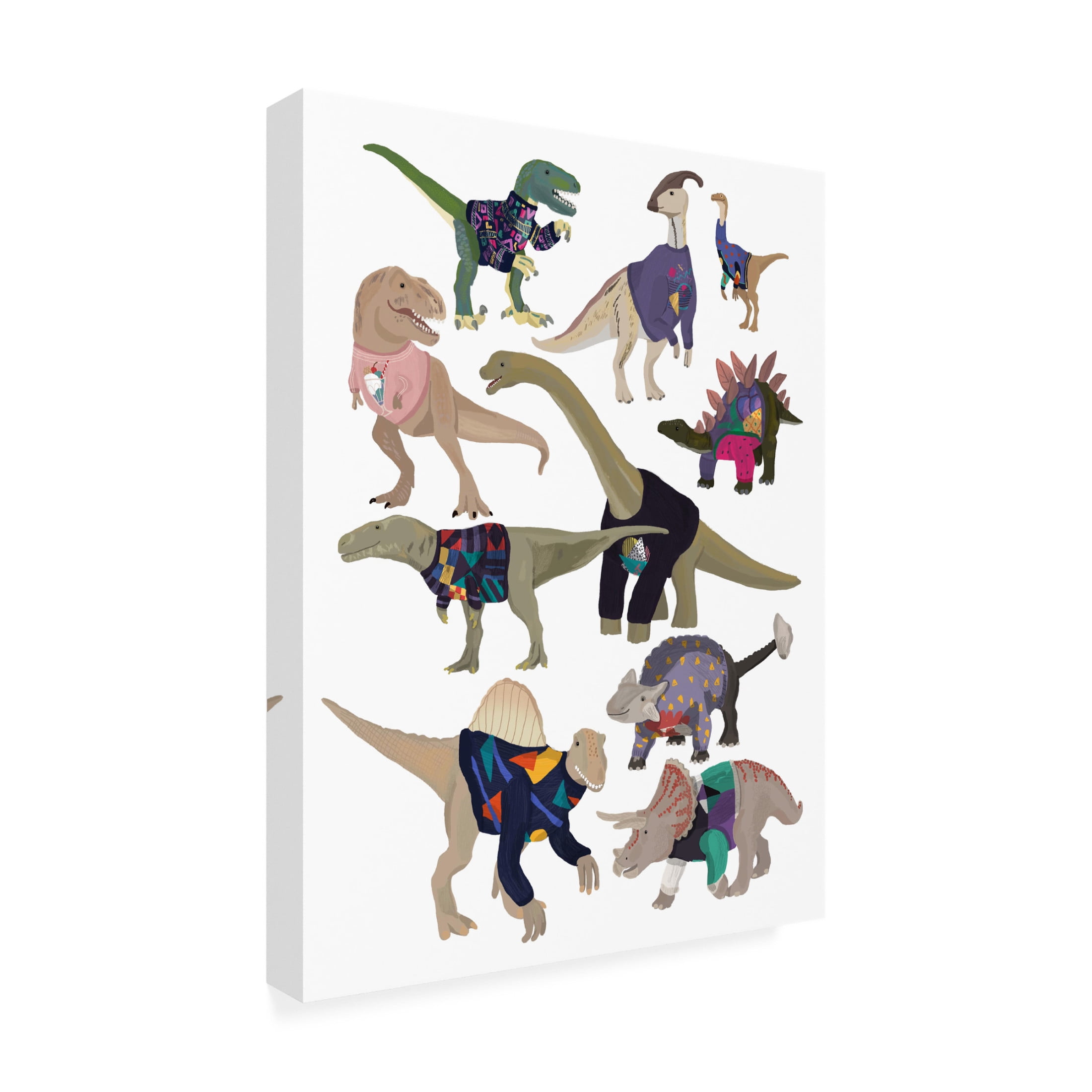 Trademark Fine Art Hanna Melin Dinosaurs In 80s Jumpers Canvas Wall Art