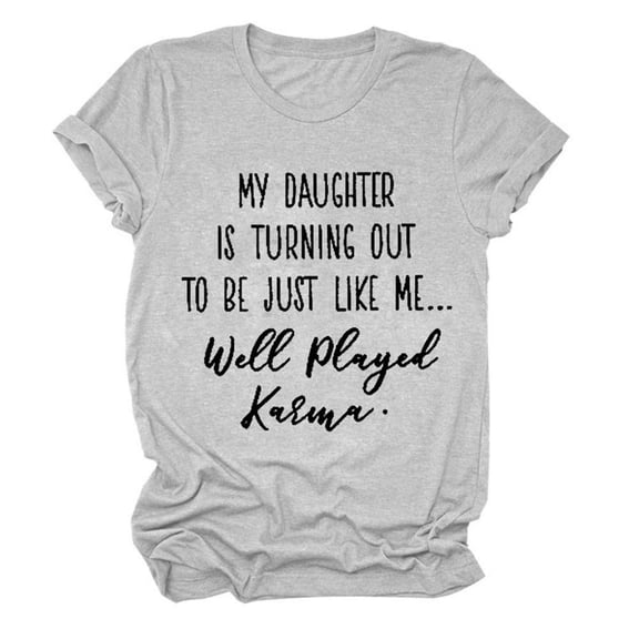 Ichuanyi Women Casual Letters Print Shirt O-Neck Short Sleeve Tee Tops Tunic