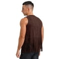 thumbnail image 2 of YONGHS Gilet Vintage en Faux Suède pour Hommes Sans Manches à Franges Rivets Hippie Khaki G, 2 of 5