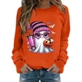 thumbnail image 5 of YVNAURA Women’s Oversized Funny Halloween Graphic Sweatshirt Crewneck Long Sleeve Pullover Cute Fall Loose Fit Spooky Season Top Casual Party 1 Pack, Orange,L, 5 of 6