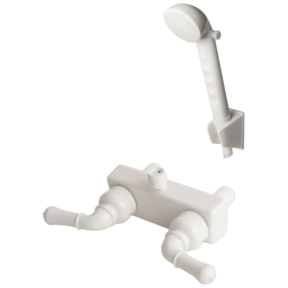 Laguna Brass 3220WT/4120WT RV/Motorhome Non-Metallic Shower Faucet Valve Diverter with Matching Hand Held Shower Set White Finish