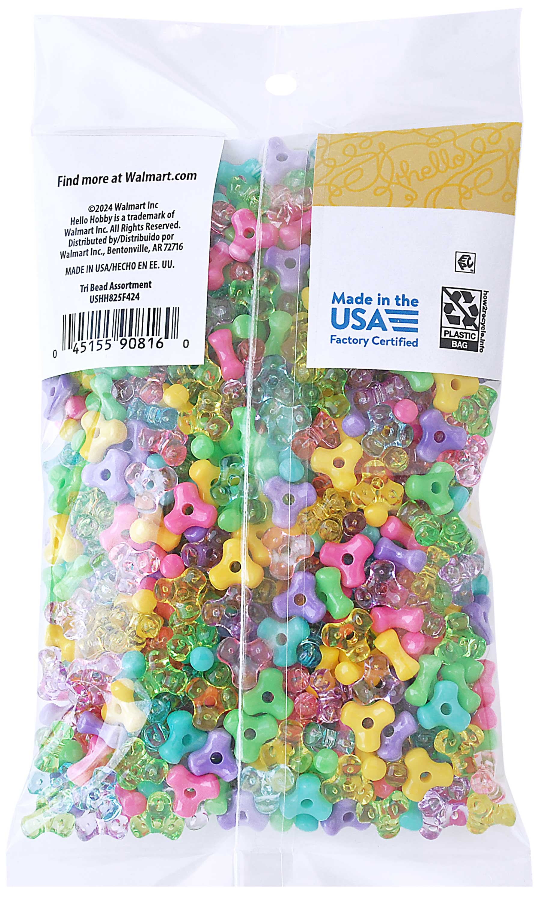 (3 pack) Hello Hobby Shaped Bead Mix, Tri Bead, 650 Pieces, Beads for Jewelry Making and DIY Crafts