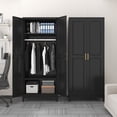 thumbnail image 2 of Polup Metal Armoire Wardrobe Closet with Hanging Rod, 71" Tall Clothing Storage Cabinet with Adjustable Shelves,Black, 2 of 9