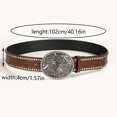 thumbnail image 4 of ibiyuan Mens Belts Casual Western Cowboy Belt with Bull Buckle Floral Embossed Design Adjustable Fashion Accessory for Daily Wear and Parties, 4 of 6