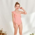 thumbnail image 3 of SILVERCELL Girl's Cute Bathing Suit One Shoulder Ruffle Trim One Piece Swimsuit 8-14 Years, 3 of 7