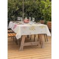 thumbnail image 2 of Outdoor Tablecloth with Umbrella Hole and Zipper, Pink Santa Christmas Rectangle Table Cloth 60x84 Inch Waterproof Tablecloth, Xmas Snowflake Winter Rustic Picnic Table Cover for Patio Camping, 2 of 7