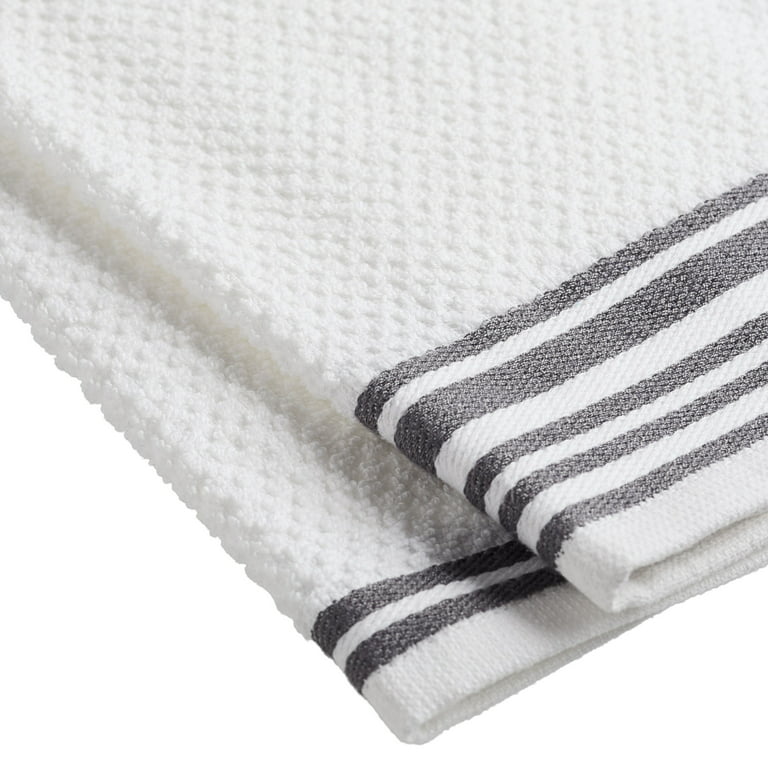 Kitchen Towel 4 Pack Hand Dish Drying Towels White Tan Stripes
