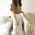 thumbnail image 3 of Women's Striped Tee, Summer Casual T-Shirt Short Sleeve O-Neck Korean Style Loose Tops, 3 of 4
