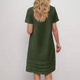 thumbnail image 3 of Robes d'Été Plissées pour Femmes Décontractées en Coton et Lin Robe Midi Tnuic Élégante à Manches Courtes Robe T-Shirt, 3 of 6
