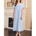 thumbnail image 3 of Ekouaer Nightgown for Women Cotton Long Night Gown Short Sleeve Nightdress with Pockets Button Sleepshirt Soft Sleepwear, 3 of 6