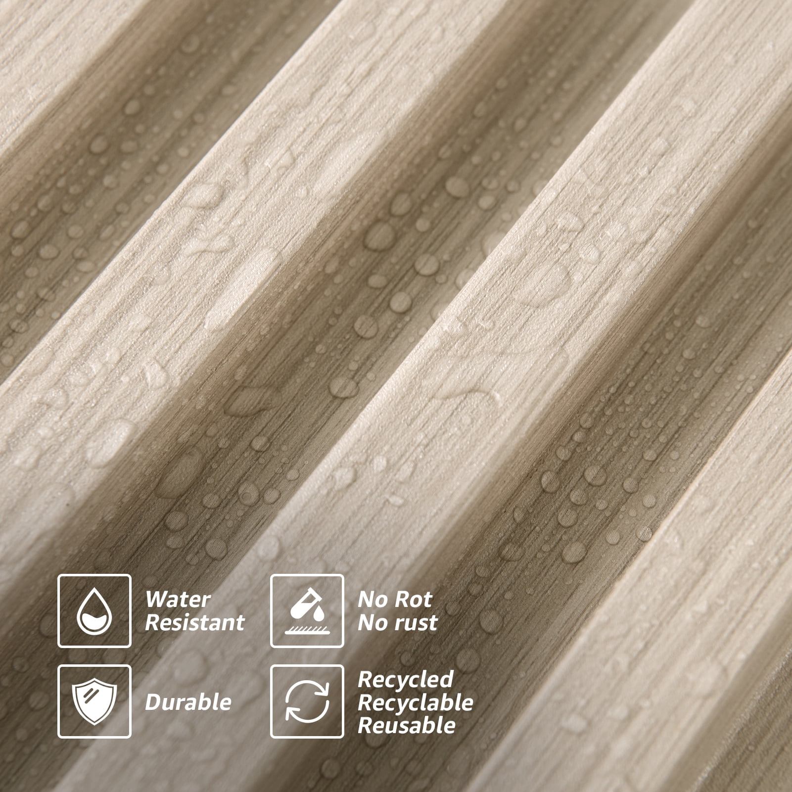 Art3d Slat Wall Panel,WPC Acoustic Diffuser 3D Wall Panel,8 Pieces 96x6 inch-White Ash(32 Sq.ft/Case)