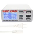 thumbnail image 2 of 6 Ports Chargeur USB Chargeur de Voyage Écran Numérique LCD Station de Charge Intelligente Multi-Port US Charge Plug US Plug, 2 of 7