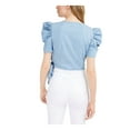 thumbnail image 2 of BAR III Womens Blue Side-tie Pouf V Neck Wrap Top Size: M, 2 of 4