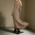 thumbnail image 2 of Bodycon Dresses for Women Boho Stretch Draped Fall Maxi Wrap Knotted Dress (Khaki M), 2 of 6