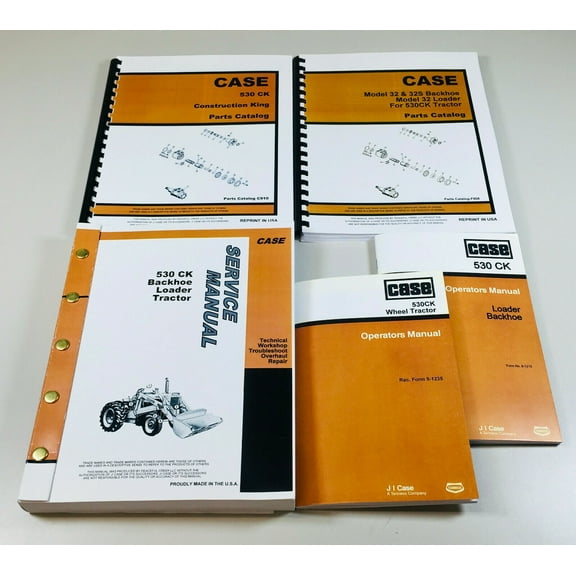 Case 530Ck Tractor Loader Backhoe Service Parts Operators Manual Catalog Oh Set