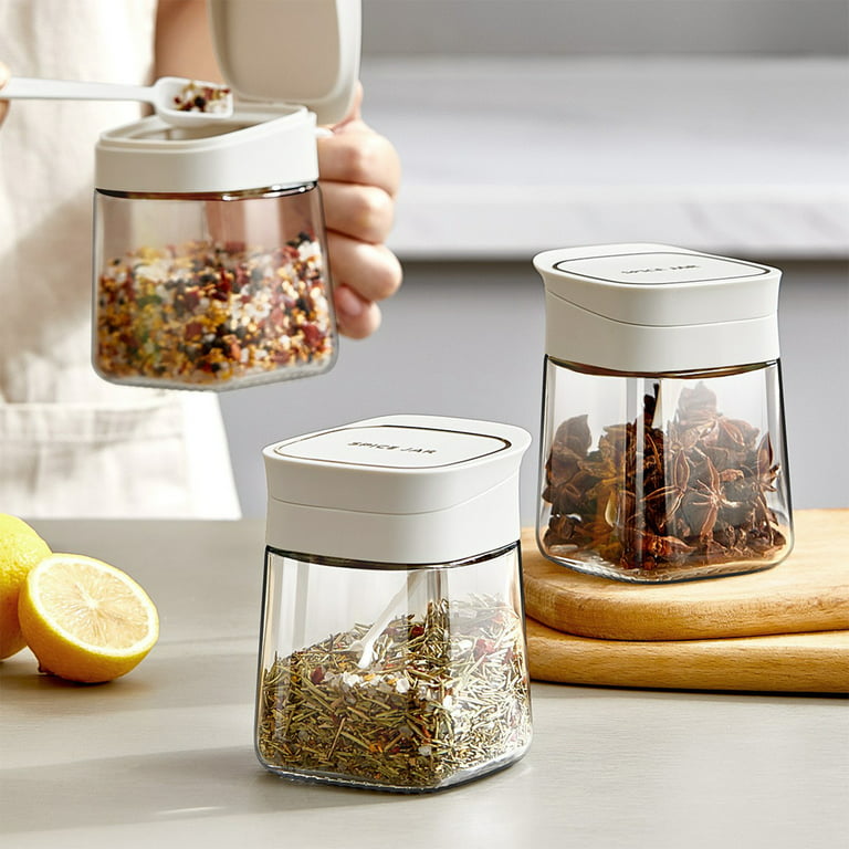 Lwithszg Glass Jar with Lids, 10oz Glass Containers with Airtight Lid and Spoons,Sealed Glass Spice Jars for Candy Coffee Beans Sugar Nuts Cookies