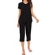 thumbnail image 4 of Conjunto de ropa de dormir para mujer Sexy con cuello en V Pantalones superiores Pijamas de modal Ropa de dormir, Negro, XL Inevent AP001684-04, 4 of 7