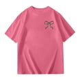 thumbnail image 4 of Hihipz Big Girl's T-Shirt Cute Bow Print Short Sleeve Crewneck T-Shirt Loose Casual Summer Tee Tops,Sizes 9-10, 4 of 6