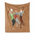 thumbnail image 1 of Retirement Party Soft Flannel Fleece Throw Blanket, 3 Happy Seniors Dancing Sirtaki Zorba Dance Recreational Activity, Cozy Plush for Indoor and Outdoor Use, 70" x 90", Multicolor, by Ambesonne, 1 of 6