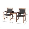 thumbnail image 2 of Patiojoy Patio Rattan Loveseat Acacia Wood Bench w/Table & Umbrella Hole Rustic Brown, 2 of 6